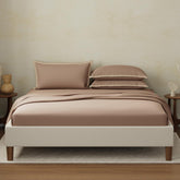 100% Cotton Plain Bedsheet Set With 4 Pillow Covers - 108 X 108 Inches, Brown | 400 Thread Count - Gift For Weddings Or Anniversary King Size Bedsheet
