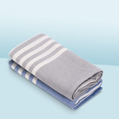 Mush Bamboo Turkish Hand Towels 250 Gsm | 100% Bamboo Gym Towel For Men & Women | Ultra Soft, Absorbent & Quick Dry Towel | Navy Blue & Grey (Set Of 2)