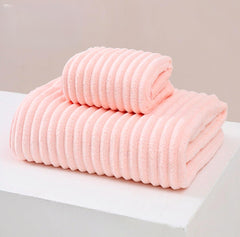 HomeCloud Korean Bath & Face Towel 400 Gsm | Plush Soft & Luxury Towel Set With Hanging Loop | 3x Softer Than Cotton Towels | Set Of 2 (Pink)