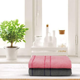 Sassoon Melrose 100% Cotton Hand Towel 400 Gsm | Highly Absorbent, Soft Material Perfect For Daily Use (Grey & Blossom) -2 Piece