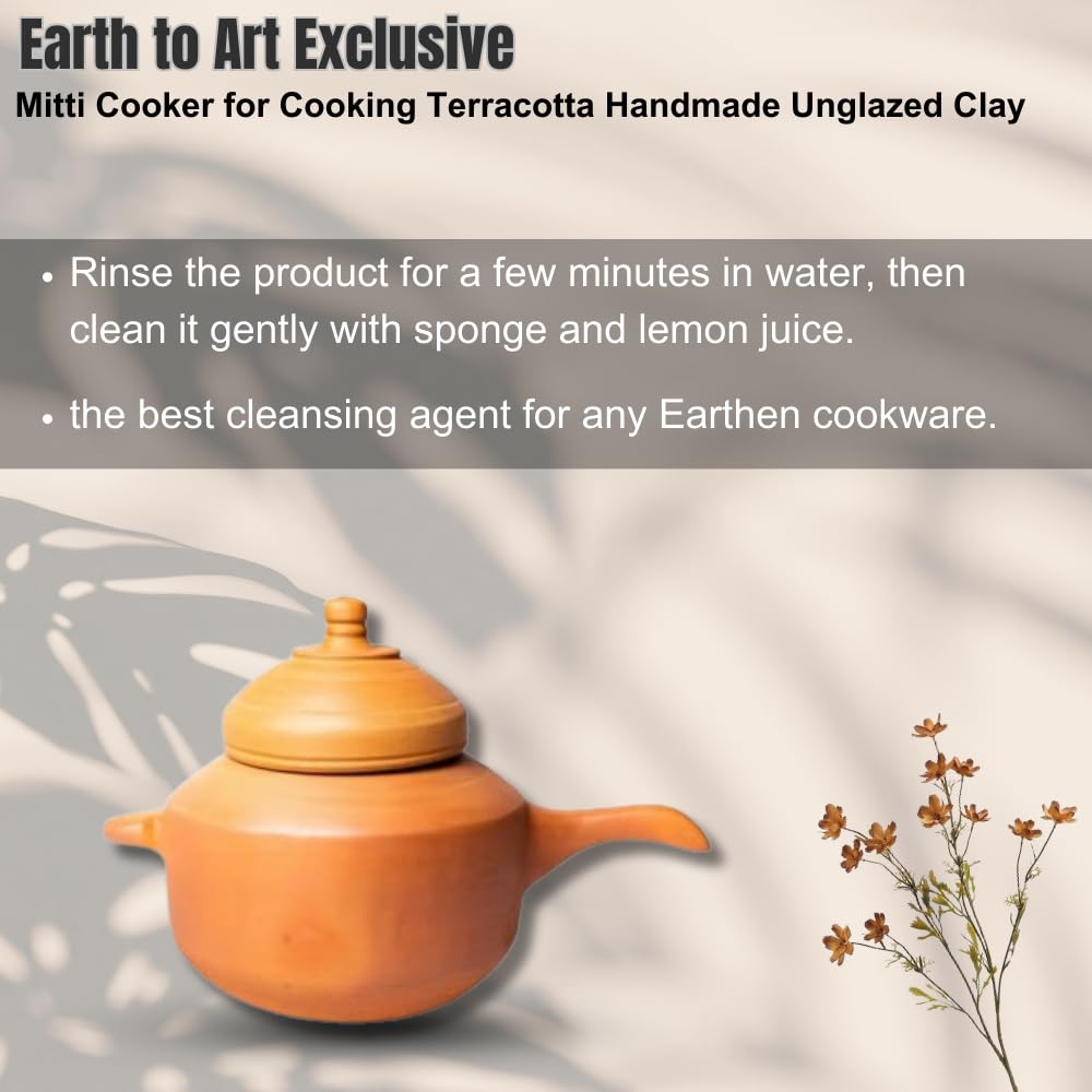 Mitti Cooker With Lid For Cooking Terracotta Handmade Unglazed Clay - Eco Friendly Cooker For Biryani Cooking With Lid, 3.5 Liters Pack Of 1 | Red-Ochre (Gerua) Mitti Cooker With Lid For Cooking Terracotta Handmade Unglazed Clay - Eco Friendly Cooker For Biryani Cooking With Lid, 3.5 Liters Pack Of 1 | Red-Ochre (Gerua)