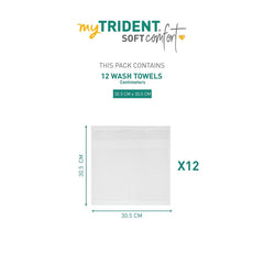 Trident Soft Comfort Air Rich 100% Cotton Face Towel 500 Gsm | Highly Absorbent Towels For Men/Women, 12 Pcs (White)