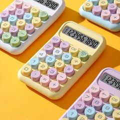 Grylan Desktop Calculator - Big Buttons | Aesthetic Candy Color | Comfortable Touch | Handheld For Daily Uses 10 Digit (White)