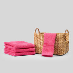 Kopa Quick Dry 100% Cotton Soft Terry Face Towel 640 Gsm | Quick Dry 100% Cotton Super Absorbent, Lightweight (D'Ross) Face Towel (Pink)- Pack Of 4