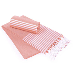 Destin Home Turkish Peshtemal Beach Towels 700 Gsm | Cotton Soft, Lightweight, Quick-Drying & Absorbent For Beach Pool Spa Picnic Travel (Peach)- Set Of 2
