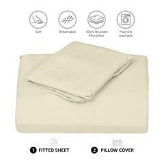 1 Bedsheet For Full Size With 2 Pillow Cover - 90 X 100 Inches, Ivory | Ideal For All Season Comfortable Bedsheet | 1800 Thread Count