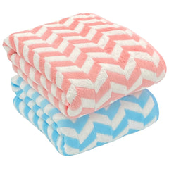 Patpug Coral Microfiber Ultrasoft Comfortable Highly Absorbent Quick Drying Large Bath Towel 700 Gsm (Blue & Pink)- Pack Of 2