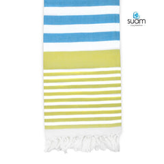 Suam Suntails Lightweight 100% Cotton Bath Towel (Yellow - Lite Blue & Pink - Blue, Suntails Towel, Cotton, Standard, Af-Bt) - Pack Of 2