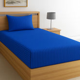 Cotton Single Bedsheet With One Pillow Cover - 90 X 60 Inches, Navy Blue | Soft & Breathable Premium Printed Design Bedsheet
