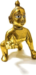 Laddu Gopal Idol, Bal Gopal, Thakur Ji Petal Murti, Metal, Gold Idol - Medium, Size - No.4, Janmashtami Special For Home Temple Statue, Occasion, Made Of Brass, Best Gift, Lord Krishna Idol