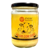 Natural Premium Hand Churned A2 Desi Gir Cow By Indic Wisdom | Rich In Nutrients Traditional Bilona Method Pure Desi Cow Ghee For Cakes & Biscuits | (450ml) 15.2 Ounce | Jar Pack