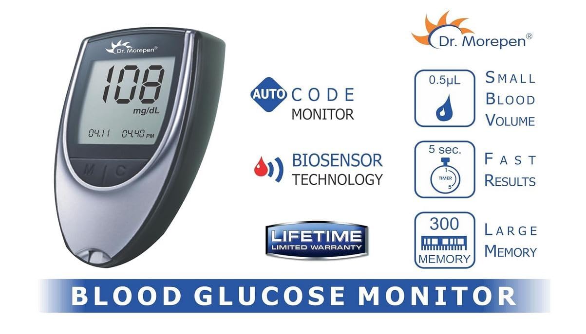 Dr. Morepen GlucoOne Blood Glucose Monitor Model BG-03 With 25 Strips Dr. Morepen GlucoOne Blood Glucose Monitor Model BG-03 With 25 Strips