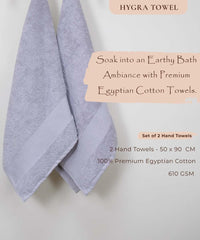 Rangoli Soft Absorbent Durable Towels Earthly Egyption Cotton Plush Oversized Small Size Bath Towel 600 Gsm (Grey)- Pack Of 2