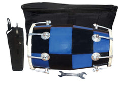 Baby Dholak Musical Instrument Drum Nuts N Bolt With Tool Kit - Blue Color | Dholak For Festival, Wedding, Satsang - Very Easy To Tune | Nickel Plated Bolts & Nuts, Tuning Spanner Included