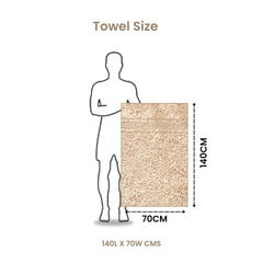Akiko Home 100% Cotton Essential Series Bath Towel 400 Gsm | Soft, Absorbent, Quick Dry & Durable, Large Size Towel Pack Of 2 (Beige)