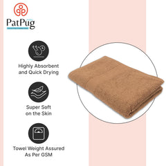 PatPug 100% Indian Ultra Soft Cotton 450 Gsm Bath Towel Large Bath Towel | Highly Absorbent Quick Drying Durable Towel For Men, Women & Kids (Coffee Brown)