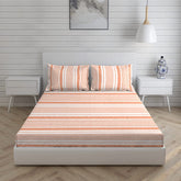 100% Cotton King Size Double Bedsheet Set With 2 Pillow Covers - 101 X 108 Inches, Peach | Good For Villas, Resorts, Guest Houses, & Daily Home Use