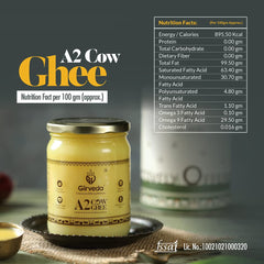 Natural A2 Cow Ghee By Girveda | Natural & Healthy Gir Cow Cultured Desi Ghee Perfect For Frying | (500ml) 16.9 Ounce | Jar Pack