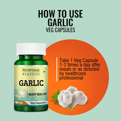 Morpheme Remedies Garlic 500mg, Natural Way To Support The Heart Health | 60 Veg Capsules 100gm 0.2lbs