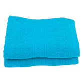 Patpug 100% Indian Ultra Soft Cotton Hand Towel 400 Gsm | For Gym, Workout, Yoga, Wash Basin (Cool Aqua) - 2 Piece