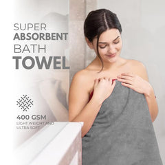 Black Gold The Finer Touch Premium Microfiber Bath Towels 400 Gsm | Lightweight Ultra-Soft Fade Resistant (Grey)