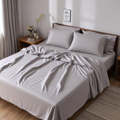 Cotton Queen Size Fitted Bedsheet With 2 Pillow Covers - 60 X 80 + 12 Inches, Silver | Soft & Durable | Perfect For All Seasons, Especially Summer