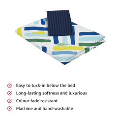 280 TC Print Cotton 1 Single Bedsheet With 1 Pillow Cover - 60 X 90 Inches, Blue & White | Soft & Breathable Fabric, Skin-Friendly Bed Sheet For All Seasons
