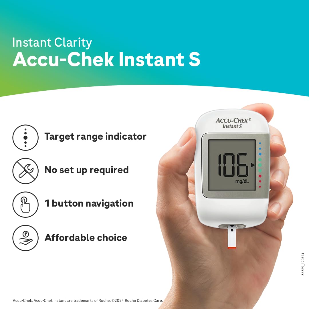 Accu-Chek Instant S Blood Glucose Glucometer Kit with Vial of (10 Strips) 10 Lancets and a Lancing device FREE for Accurate Blood Sugar Testing Accu-Chek Instant S Blood Glucose Glucometer Kit with Vial of (10 Strips) 10 Lancets and a Lancing device FREE for Accurate Blood Sugar Testing