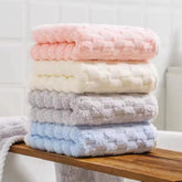 Linear Microfiber Hand Towels Small Size 300 Gsm | Face Towel For Men, Women & Babies Ultra Soft Absorbent, Quick Dry Towels | Pack Of 4 (Multicolor)