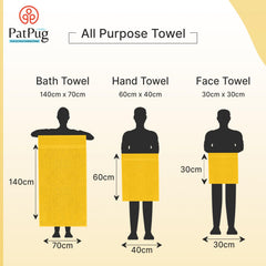 Patpug 100% Indian Cotton Plush Towel Set 2000 Gsm | Highly Absorbent, Fade Resistant, Quick Drying 2 Bath, 2 Hand & 4 Face Towel (Sunrise Yellow & Baby Pink) - 8 Piece