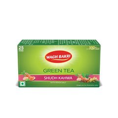 Wagh Bakri Shudh Kahwa Green Tea With Rock Salt - 25 Enveloped Tea Bags | Naturally Rich In Antioxidants - Caffeine Free