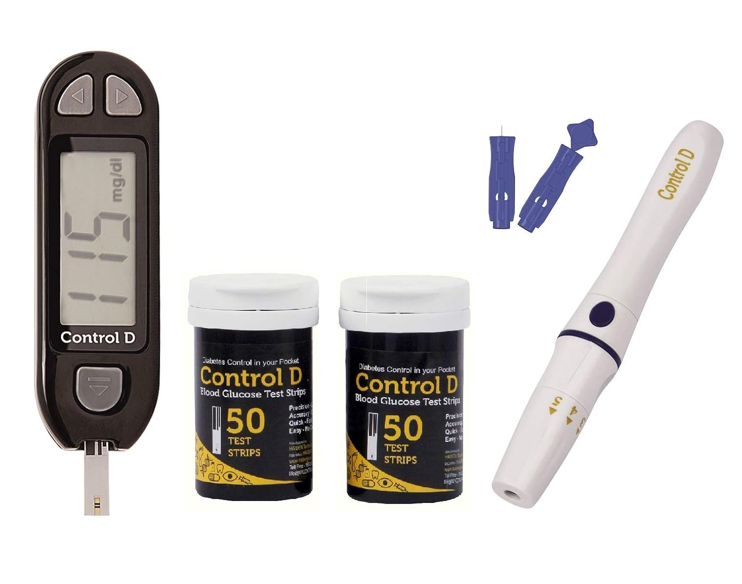 Control D Blood Glucose Monitor (Pack of 100 Strips, Black) Control D Blood Glucose Monitor (Pack of 100 Strips, Black)