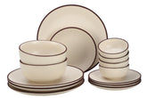 Handcrafted Ceramic Stoneware Dinner Set Of 14 Pieces With Serving Bowls Set - Off White | 4 Dinner Plates + 4 Small Plates + 4 Small Dinner Bowl, 170ml Each+ 2 Serving Bowl, 1000ml Each