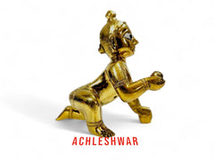 Superfine Ashtadhatu Laddu Gopal Idol, Bal Gopal Idol, Gold, Brass - Size No.5, God Idol, Golden Handmade Statue, Occasions & Festivals, Janmashtami Specials Murti
