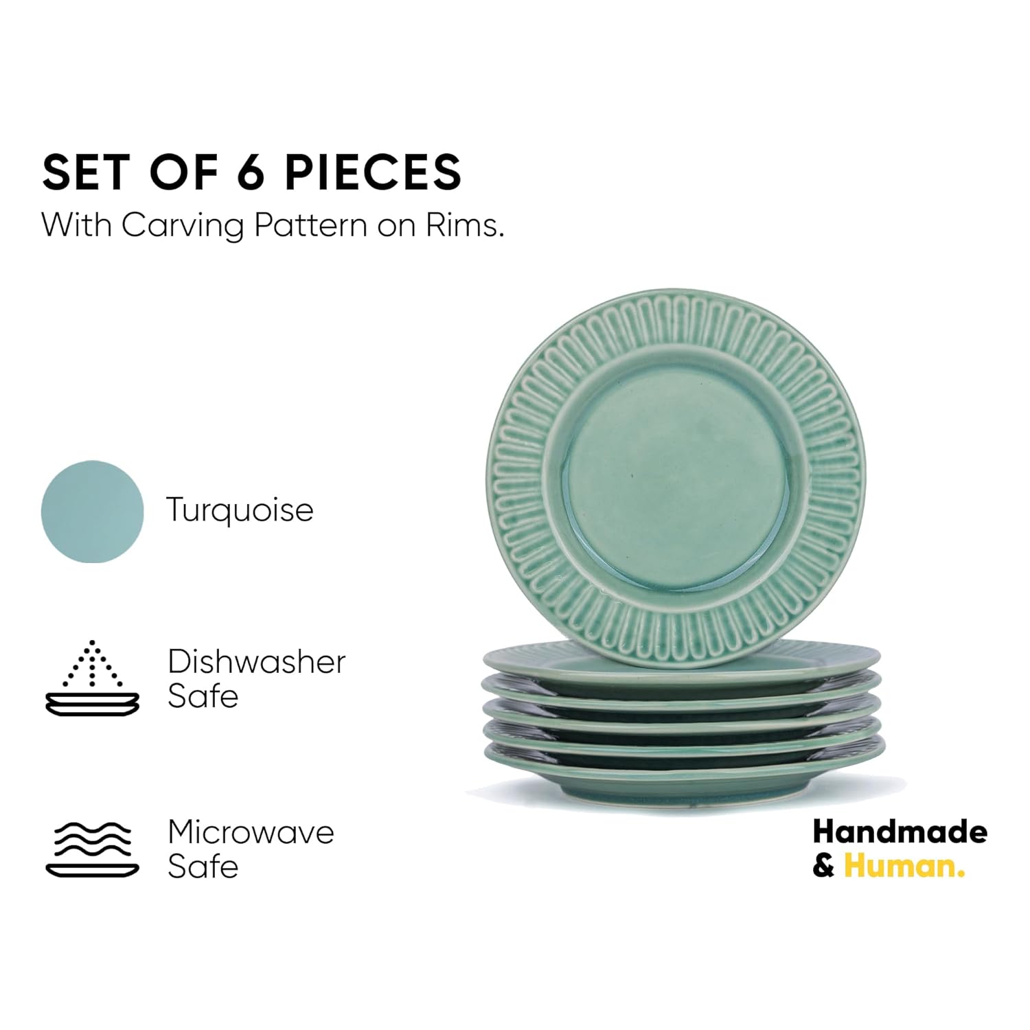 Ceramic Quarter Plates Set Of 6, Light Mint | Ceramic Snack Plates - Snacks Plates Set | Dessert Plates - Snack Plate | Small Plates With Glossy Finish - Microwave Safe & Chip Resistant Ceramic Quarter Plates Set Of 6, Light Mint | Ceramic Snack Plates - Snacks Plates Set | Dessert Plates - Snack Plate | Small Plates With Glossy Finish - Microwave Safe & Chip Resistant