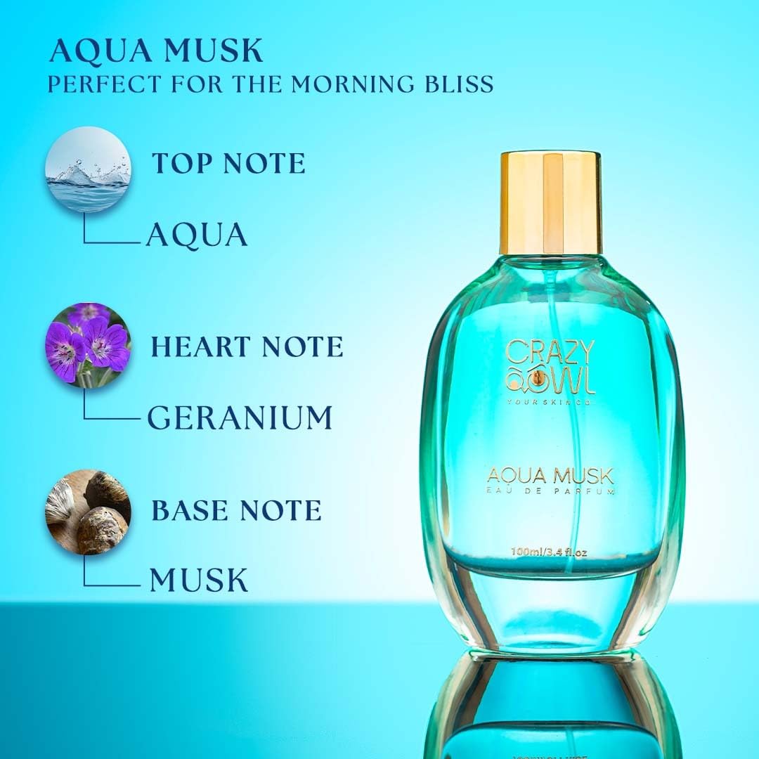 Crazy Owl Aqua Musk Eau De Parfum 100ml 3.4 Fl.oz. Premium Long Lasting Luxury Unisex Perfume Crazy Owl Aqua Musk Eau De Parfum 100ml 3.4 Fl.oz. Premium Long Lasting Luxury Unisex Perfume