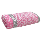 Stamio Cotton Bath Towel 550 Gsm | Extra Soft & Absorbent Large Full Size Towels For Bathing, Home, Sports, Salon, Hotel Use | Jacquard Border (Pink)
