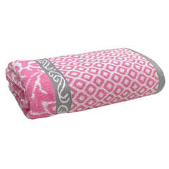 Stamio Cotton Bath Towel 550 Gsm | Extra Soft & Absorbent Large Full Size Towels For Bathing, Home, Sports, Salon, Hotel Use | Jacquard Border (Pink)