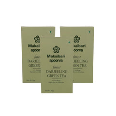 Makaibari Apoorva Finest Darjeeling Green Tea - Pack Of 3 X 50gm, 1.7 Ounce, 25 Tea Bags | Darjeeling Loose Leaf Green Tea - USDA Organic Certified Tea | Low Caffeine - Antioxidants, Immunity Booster