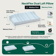Cervical Contour Memory Foam Pillow, Orthopedic Bed Pillow For Sleeping, White | For Pain Relief With Washable Zippered Pillow Cover | Eco-Friendly, Adjustable, Removable Cover