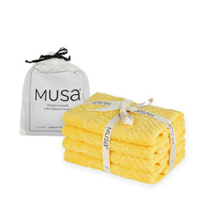 Musa Banana Face Towels 400 Gsm | Terry Face Towel With Free Bag | Super Soft & Ultra Absorbent Towels For Facewash (Golden Sunshine)- Set Of 4