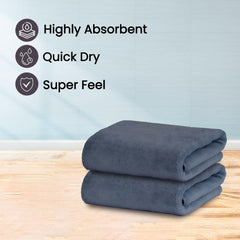 Maxoshine Microfiber Hand Towel 150 Gsm | Lint Free Napkins For Kitchen Wash Basin Gym Quick Dry & Soft Face Towel For Women & Men -Grey (Pack Of 2)