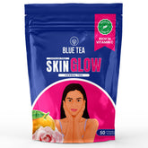 Blue Tea Caffeine Free Skin Glow Herbal Tea - 50 Pyramid Tea Bags In Zip Lock Pack | Antioxidants Support, Rich In Vitamin C - Gluten Free