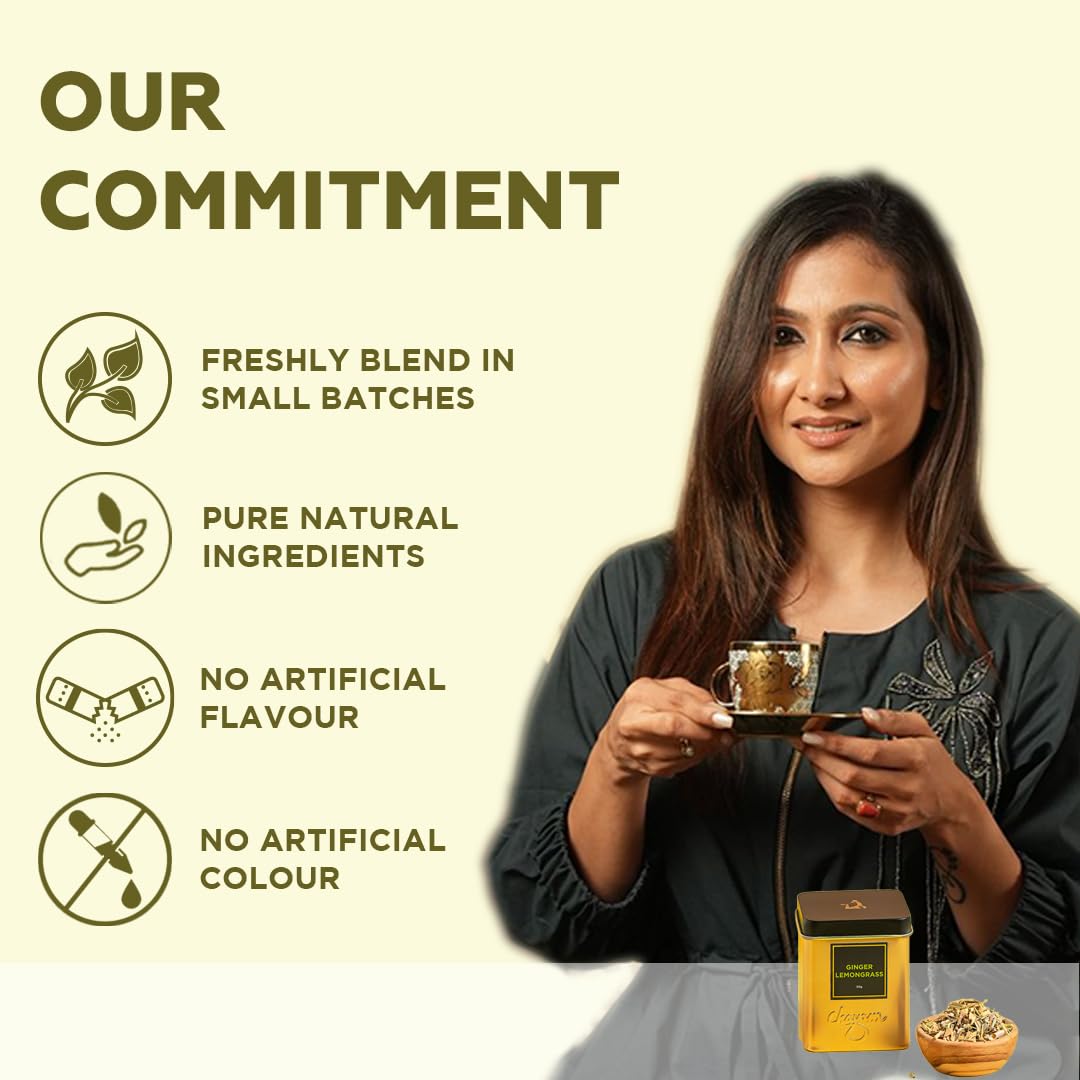 Chayam Ginger Lemongrass Tea - 50gm Tin, 1.7 Ounce | Refreshing Blend With Lemon Peel, Licorice & Spearmint - Rich In Antioxidants | Caffeine Free Chayam Ginger Lemongrass Tea - 50gm Tin, 1.7 Ounce | Refreshing Blend With Lemon Peel, Licorice & Spearmint - Rich In Antioxidants | Caffeine Free