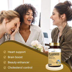 Mokshveda Flaxseed Capsules With Omega 3 For Men & Women, Supports Skin, Joint, Hair & Immunity Support | 60 Veg Capsules 100gm 0.2lbs Each Pack Of 3