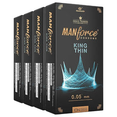 Manforce King Thin Ultra-thin Unflavoured Condoms, 10 Pieces X Pack Of 4