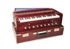 Best Harmonium 9 Stopper (Portable), Churidar 7 Bellow, 42 Key, Two Reed (Bass-Male), 3 1/2 Octave, Coupler | Harmonium With Cover - Mahogany Color