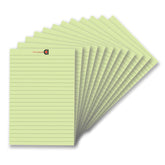 Wide Ruled 5 X 8 - Inch 50-Sheet Lined Writing Note Pad, Easy Tear Off Sheets (Green) Pack Of 12
