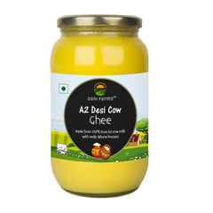 100% Pure 2 Cow Desi Ghee By Soni Farms | Traditional Bilona Method Healthy Pure Desi Ghee Good For Frying | (1 Litre) 33.8 Ounce | Jar Pack