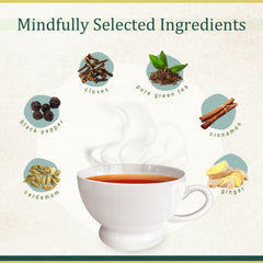 Tea And Twigs Spiced Green Tea - 50gm, 1.7 Ounce, 25 Pyramid Teabags | 100% Pure Spices - Cinnamon, Cardamom, Clove, Black Pepper, Ginger & Green Tea | Soothing & Relaxing Tea, Caffeine Free